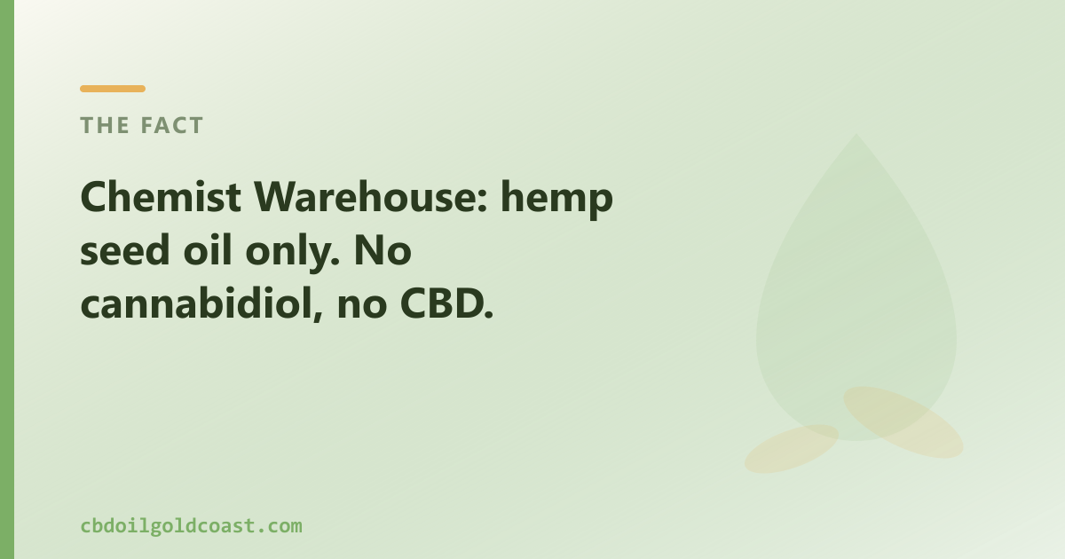 Chemist Warehouse stocks hemp seed oil, not cannabidiol