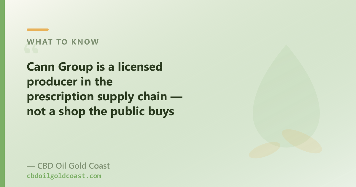 Cann Group is a licensed producer of prescription medical cannabis; OTC CBD oil is a different route