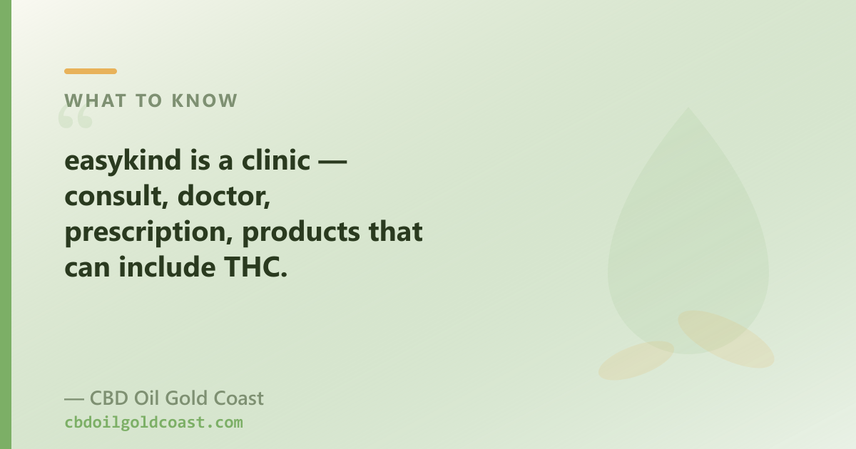 easykind is a telehealth clinic for prescription medical cannabis; OTC CBD oil is a different product